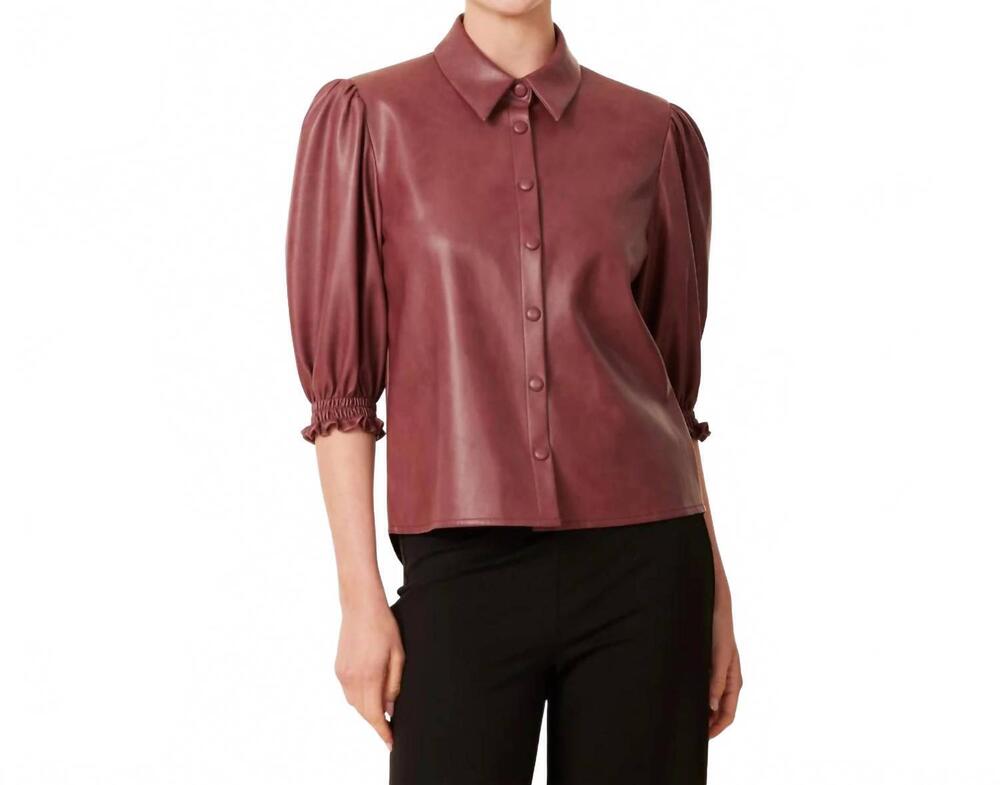 NEW DOLCE CABO faux leather elastic cuff top in currant
